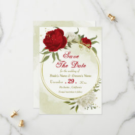 Rote Blume, grüne Blätter Save The Date