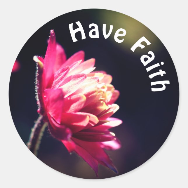 Rote Blume haben Vertrauen Inspiration Runder Aufkleber (Vorderseite)