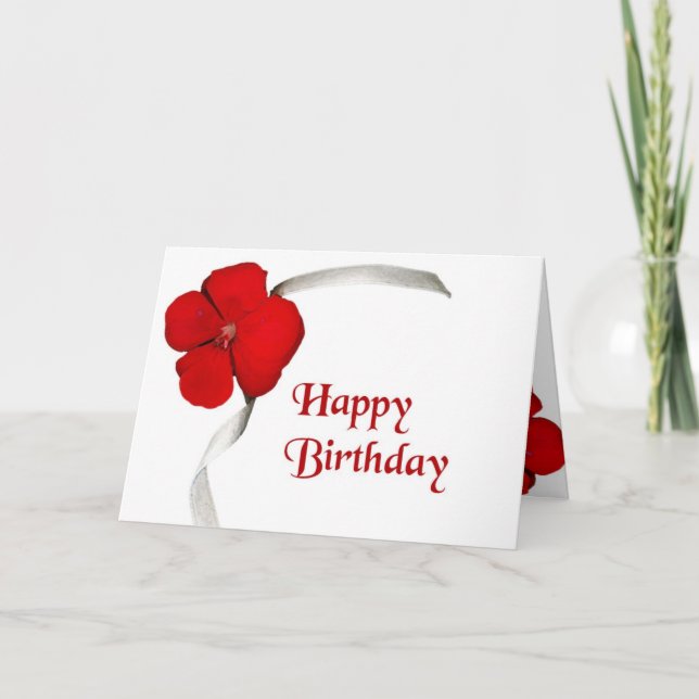 Rote Blume - Happy Birthday Karte (Vorderseite)