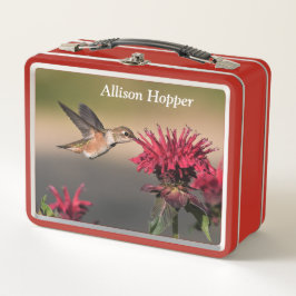 Rote Blume Hummingbird Metall Brotdose