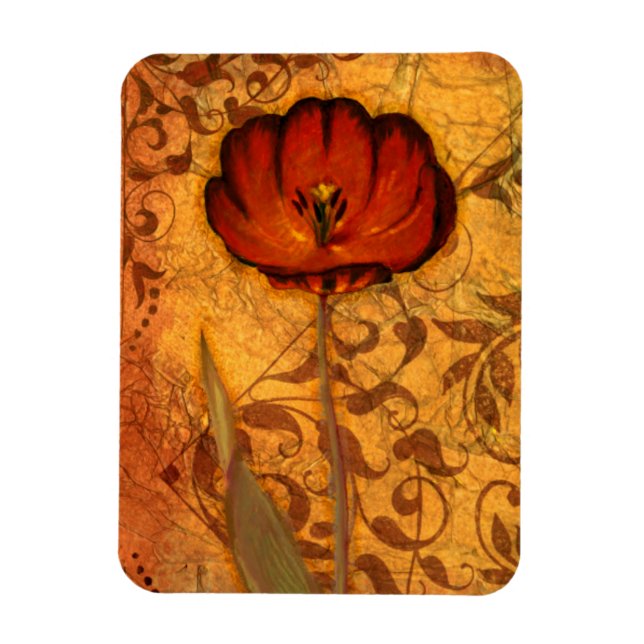 Rote Blume I Magnet (Vertikal)