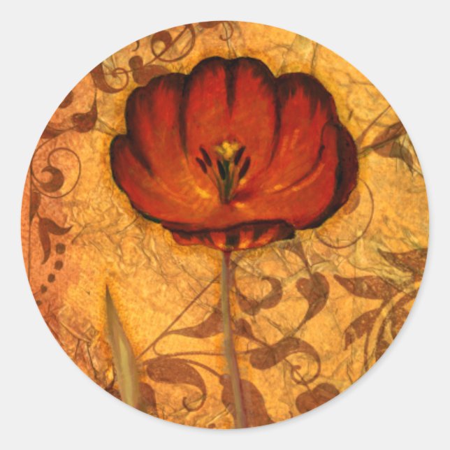 Rote Blume I Runder Aufkleber (Vorderseite)