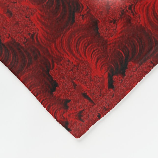Rote Blume in 3D , Artdeco Fleecedecke (Ecke)