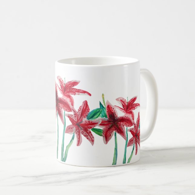Rote Blume Kaffeetasse (VorderseiteRechts)