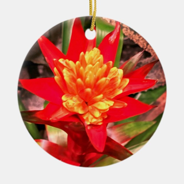 Rote Blume Keramik Ornament (Vorne)