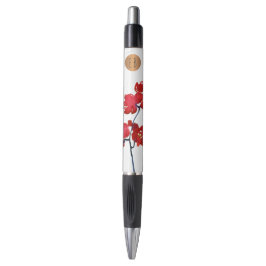 Rote Blume Kupfer-Kreis Mit Monogramm Kugelschreiber