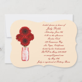 Rote Blume Mason Jar Bridal Dusche Einladung