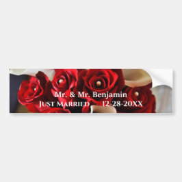 Rote Blume mit weißer Rose Hochzeit Autoaufkleber