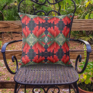 Rote Blume Muster 2 Kissen Für Draußen