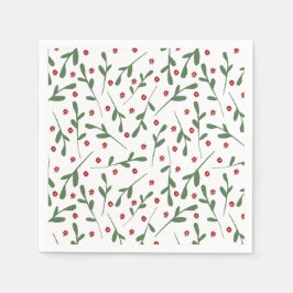 Rote Blume, Muster der grünen Blätter Serviette