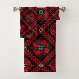 Rote Blume Palästina Stickerei täreez Muster Badhandtuch Set