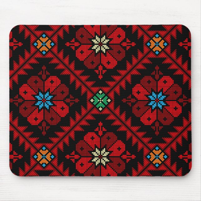 Rote Blume Palästina Stickerei täreez Muster Mousepad (Vorne)