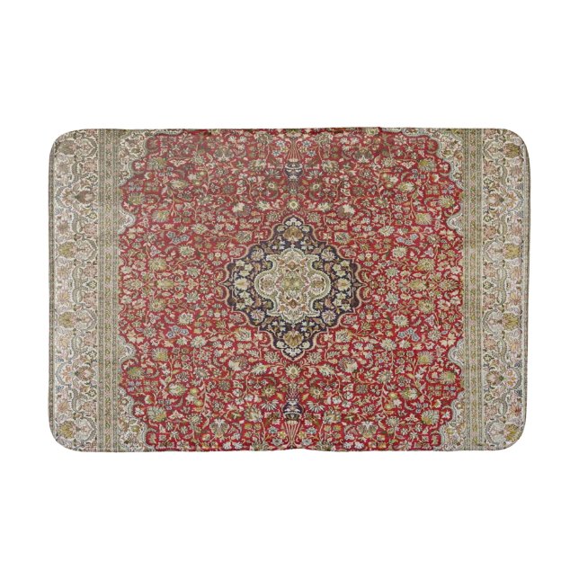 Rote Blume Persisches türkisches Muster elegant Badematte (Vorderseite)