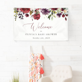 Rote Blume, rosa Blume, Babydusche Empfang Banner
