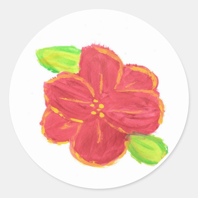 Rote Blume Runder Aufkleber (Vorderseite)