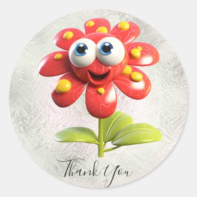 Rote Blume Runder Aufkleber (Vorderseite)