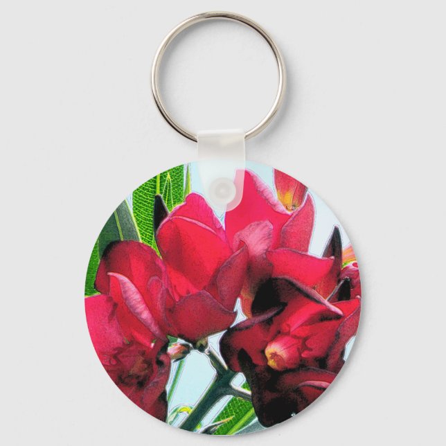 Rote Blume Schlüsselanhänger (Vorderseite)