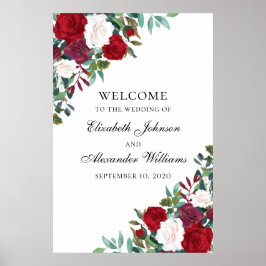 Rote Blume sind willkommen, das Schild zu drucken.