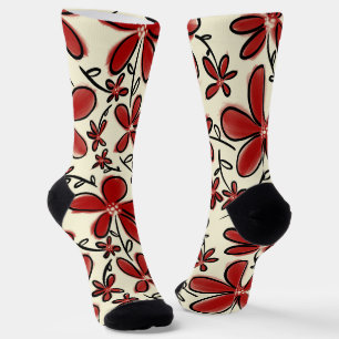 Rote Blume Socken