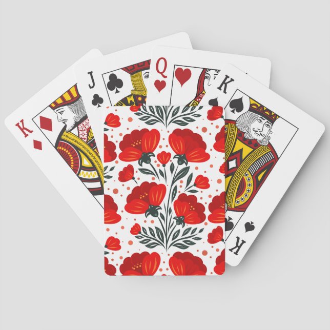 Rote Blume Spielkarten (Rückseite)
