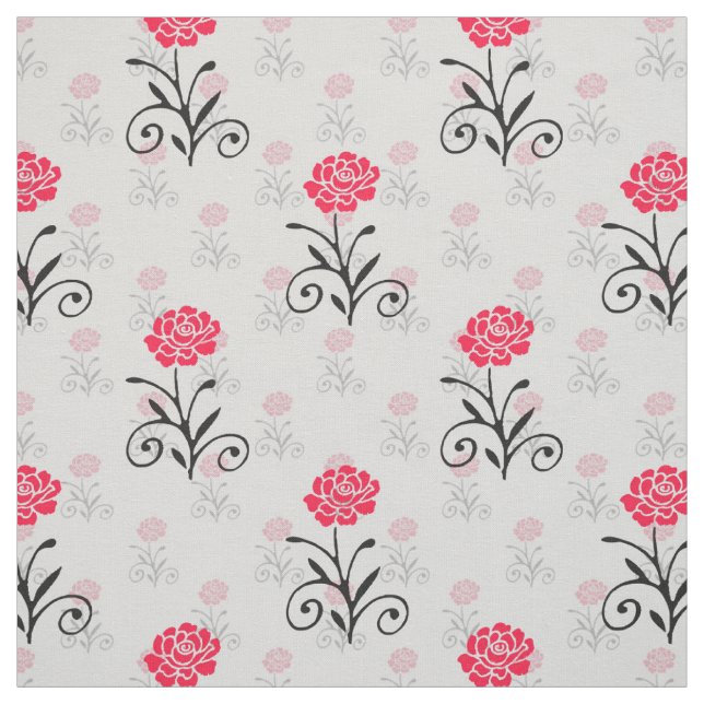 Rote Blume Stalk Illustration Stoff (Muster)