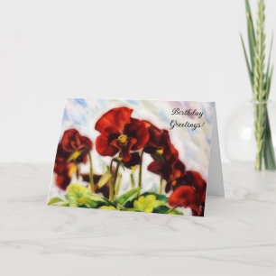 Rote Blume Stiefmütterchen Art Geburtstagskarte Karte