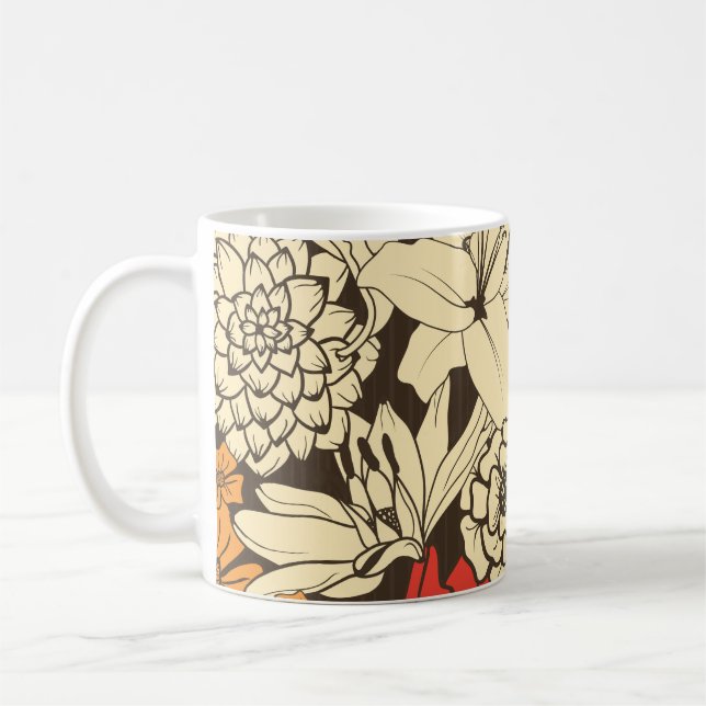 Rote Blume Strahlung: Nahtloser Splendor Kaffeetasse (Links)