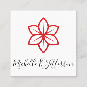 Rote Blume Symbol Minimalistisch Quadratische Visitenkarte