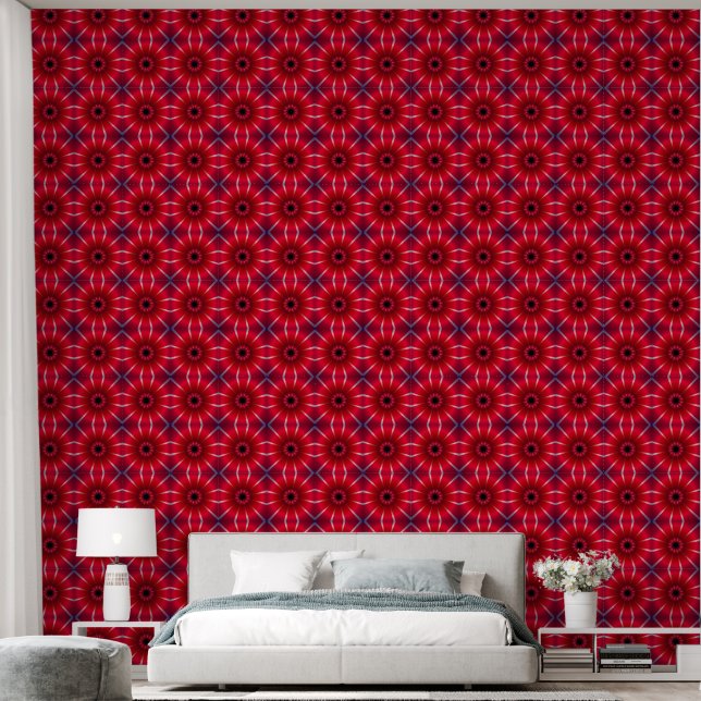 Rote Blume Tapete (Schlafzimmer)