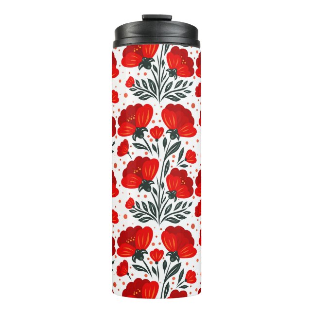 Rote Blume Thermosbecher (Vorderseite)