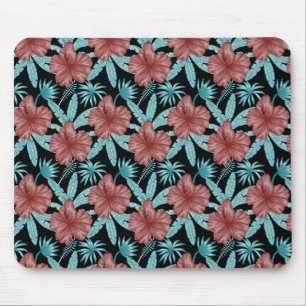 Rote Blume tropisches nahtloses Muster und blaue B Mousepad