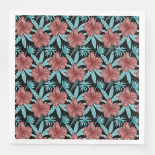 Rote Blume tropisches nahtloses Muster und blaue B Serviette