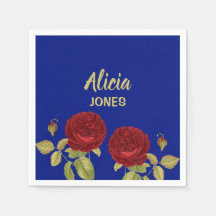 Rote Blume und Blätter blau