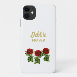 Rote Blume und grüne Blätter individuelle Name Case-Mate iPhone Hülle