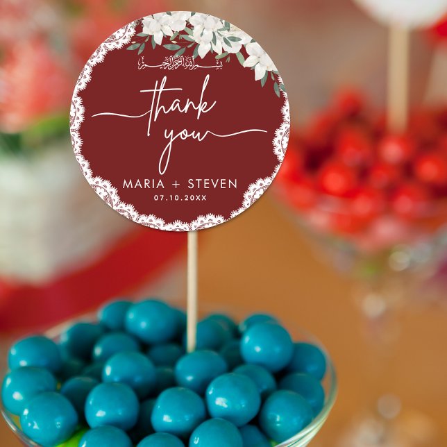 Rote Blume und Hochzeiten der Moslems Runder Aufkleber (Von Creator hochgeladen)