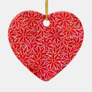 Rote Blume und Korallen, dunkelroter Hintergrund Keramik Ornament