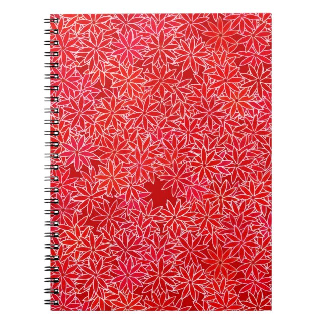 Rote Blume und Korallen, dunkelroter Hintergrund Notizblock (Vorderseite)