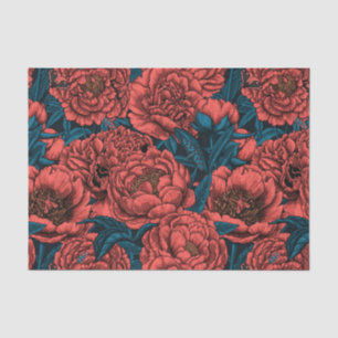 Rote Blume und Motten Seidenpapier