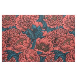 Rote Blume und Motten Stoff