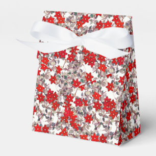 Rote Blume und silbergraue Blätter Geschenkschachtel