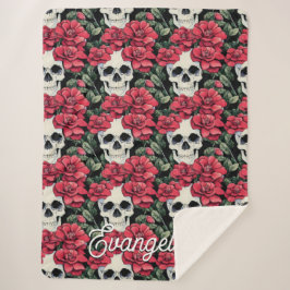 Rote Blume und Skulpturen Wasserfarbe Sherpadecke