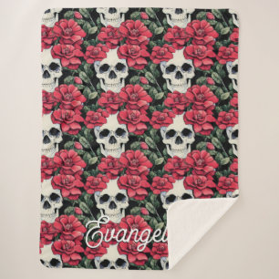 Rote Blume und Skulpturen Wasserfarbe Sherpadecke