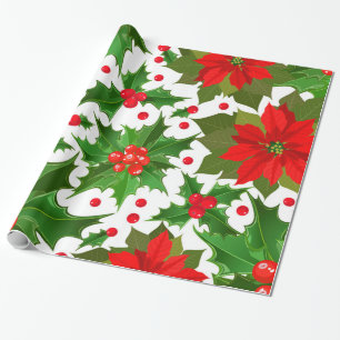 Rote Blume und Weihnachtsfeier Geschenkpapier