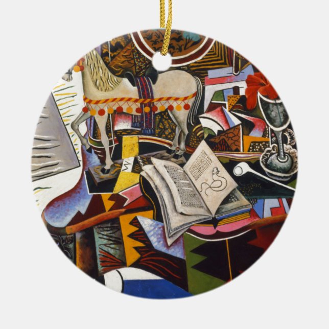 Rote Blume von Joan Miro Keramik Ornament (Vorne)