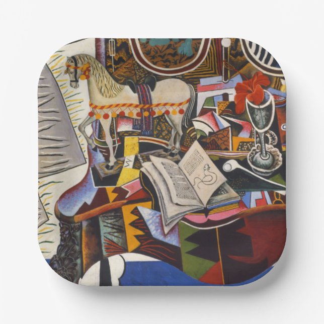 Rote Blume von Joan Miro Pappteller (Vorderseite)