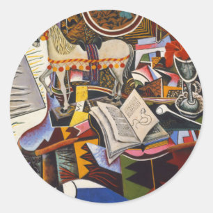 Rote Blume von Joan Miro Runder Aufkleber