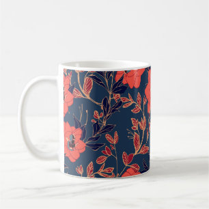 Rote Blume von Rose und Pfennig mit Blätter und p Kaffeetasse