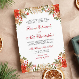 Rote Blume Weihnachten Winterhochzeit Einladung