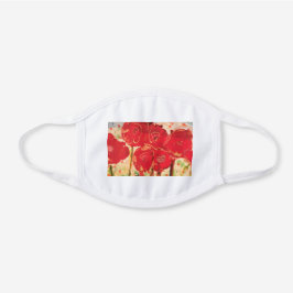 Rote Blume Weiße Baumwoll Mund-Nasen-Maske