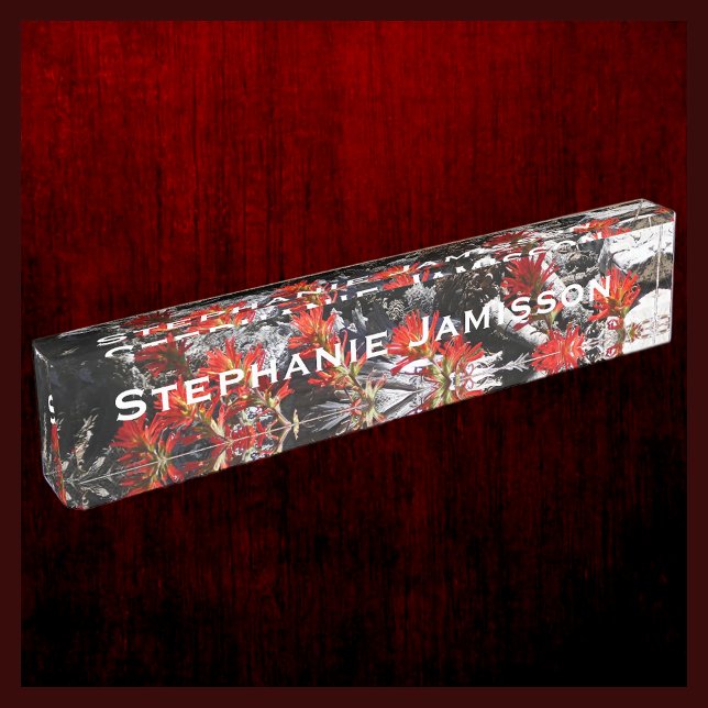 Rote Blume, Wildblumen und Steine, Name, Acryl Namensplakette (Von Creator hochgeladen)